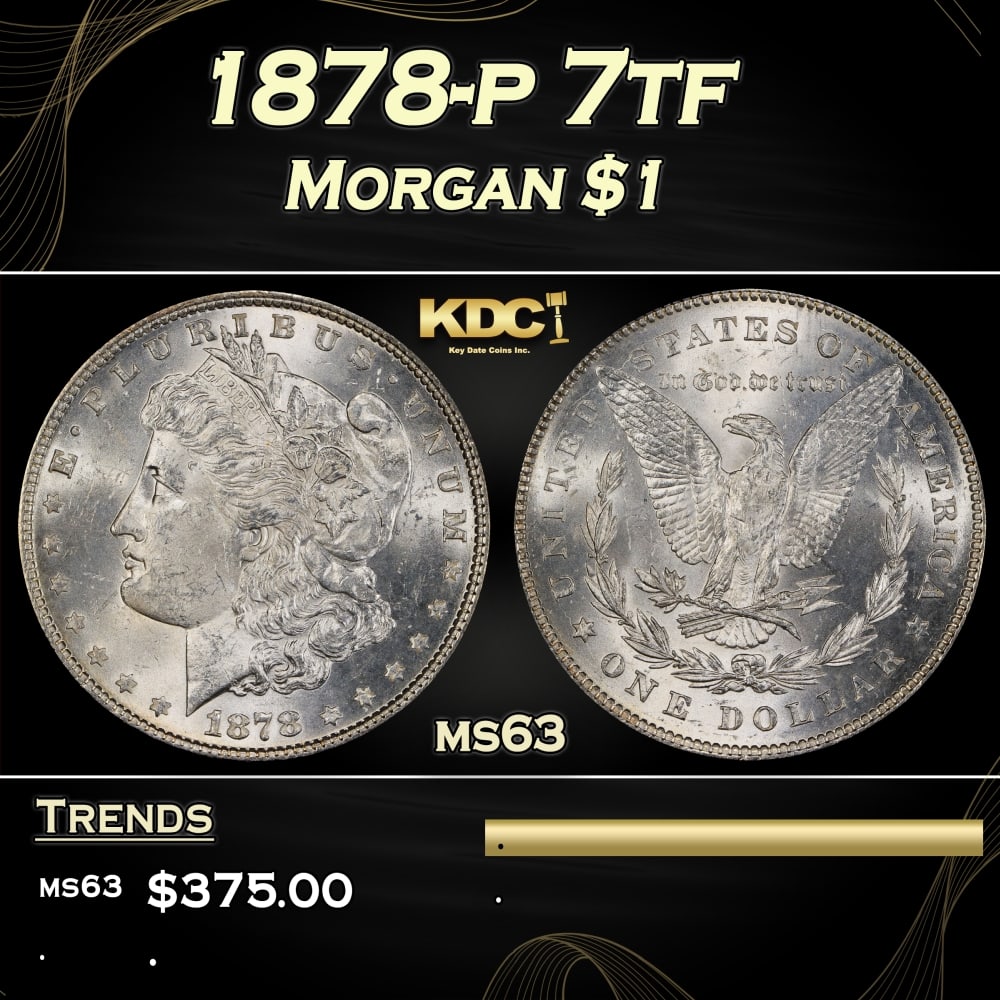 1878-p 7tf Morgan Dollar $1 Grades ms63: 1878-p 7tf Morgan Dollar $1 Grades ms63. 0