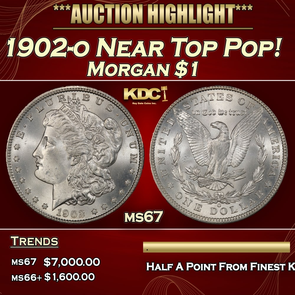 1902-o Morgan Dollar Near Top Pop! $1 ms67 SEGS: 1902-o Near Top Pop! Morgan Dollar $1 ms67 SEGS. 0