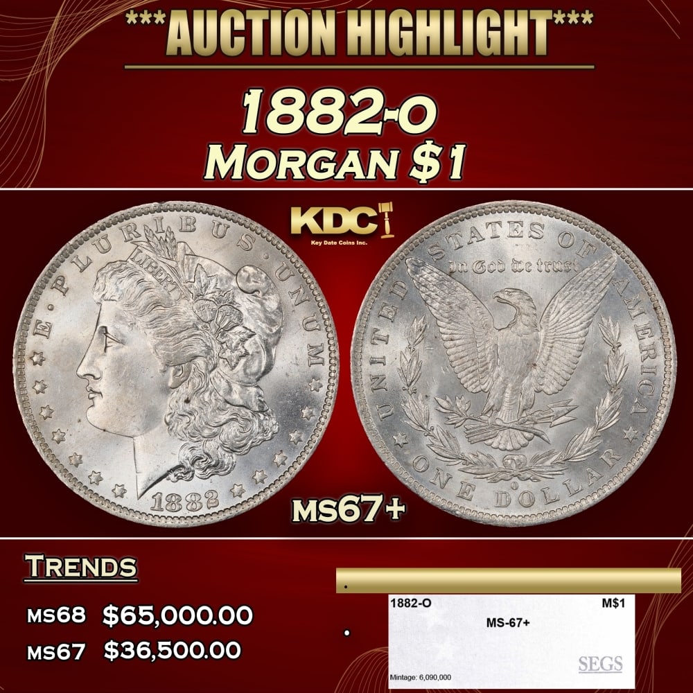 1882-o Morgan Dollar $1 ms67+ SEGS (1 of 4)