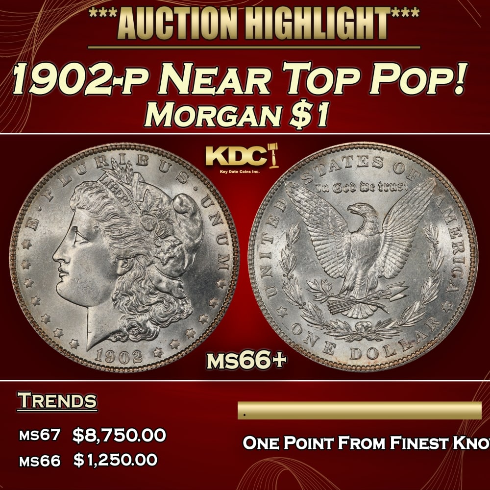 1902-p Morgan Dollar Near Top Pop! $1 ms66+ SEGS (1 of 4)