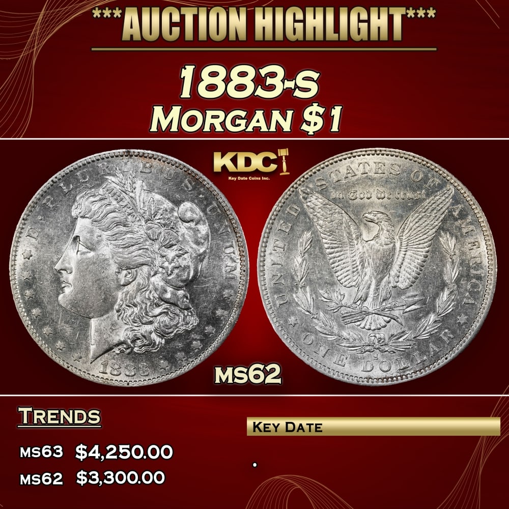 1883-s Morgan Dollar $1 ms62 USCG: 1883-s Morgan Dollar $1 ms62 USCG. 0
