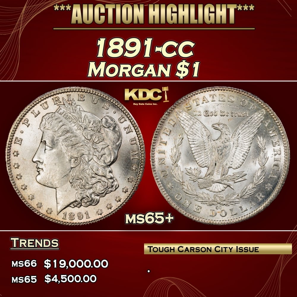 1891-cc Morgan Dollar $1 ms65+ SEGS: 1891-cc Morgan Dollar $1 ms65+ SEGS. 0