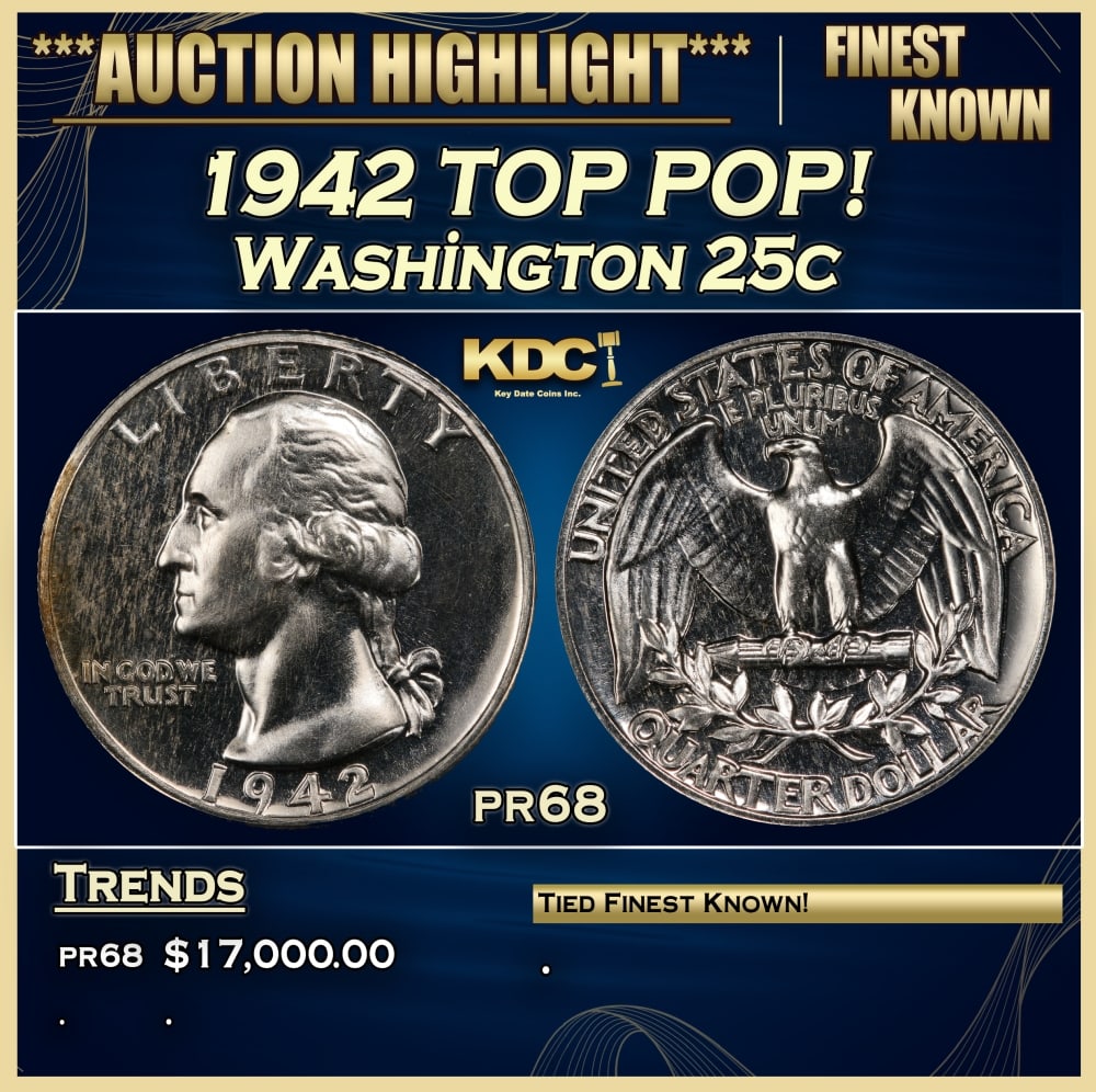 1942 Proof Washington Quarter TOP POP! 25c pr68 SEGS (1 of 4)