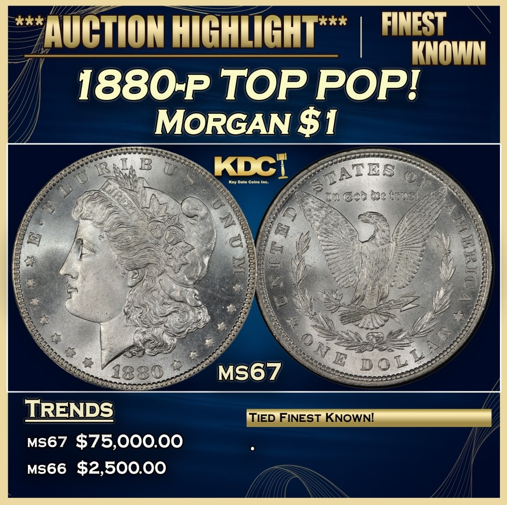 1880-p Morgan Dollar TOP POP! $1 ms67 SEGS: 1880-p TOP POP! Morgan Dollar $1 ms67 SEGS. 0