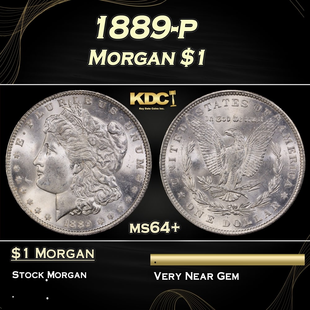 1889-p Morgan Dollar $1 Grades ms64+ (1 of 3)