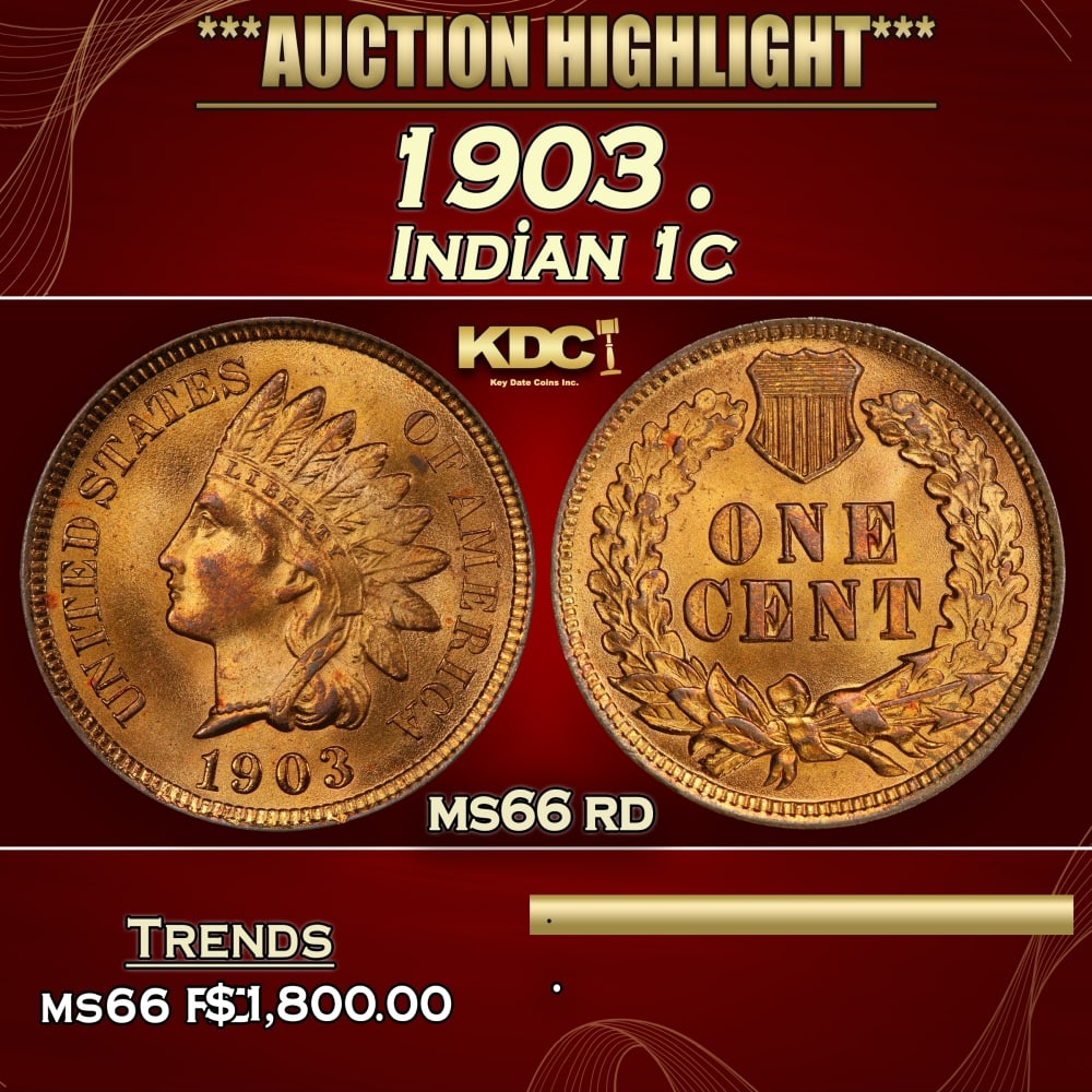 1903 Indian Cent . 1c ms66 rd SEGS (1 of 3)