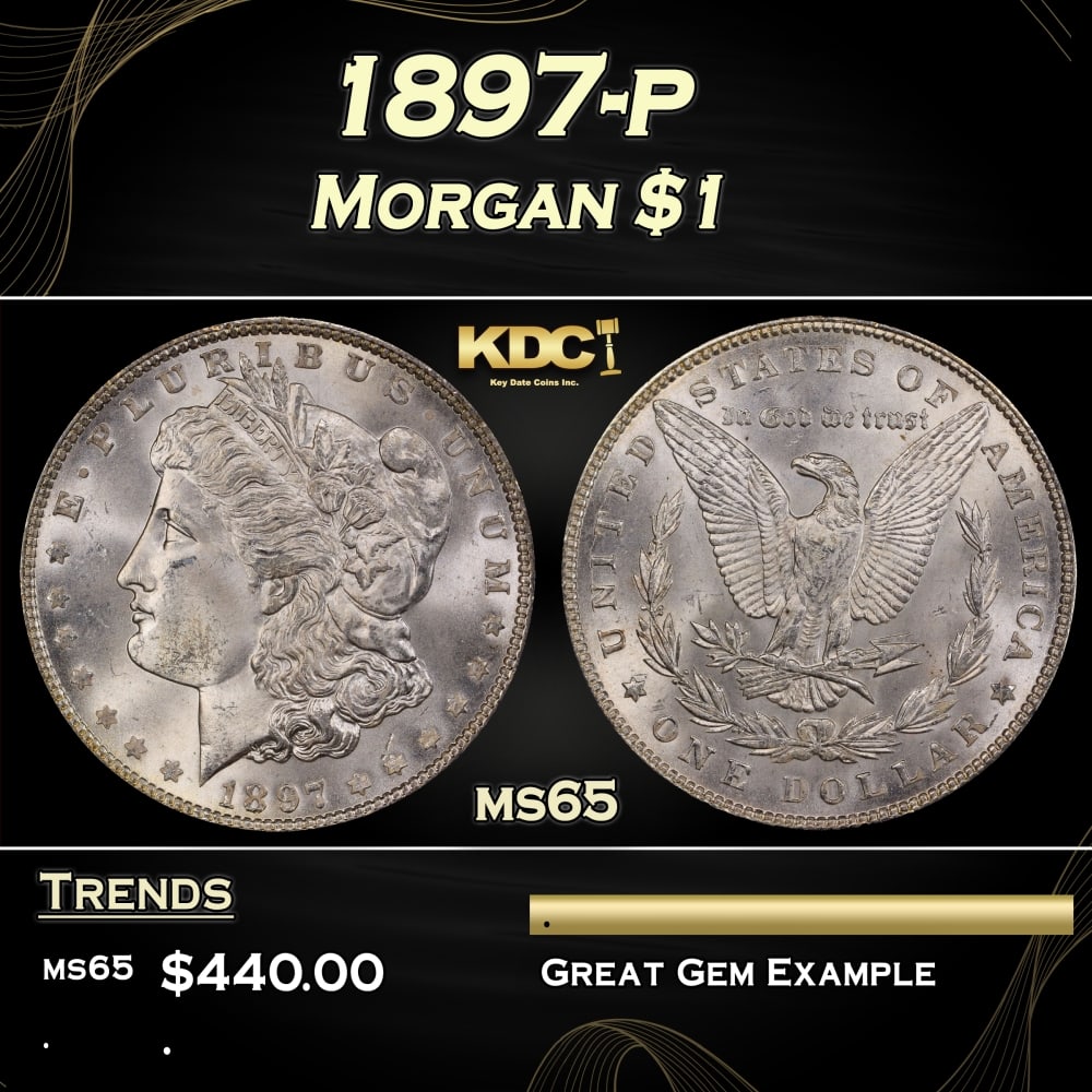 1897-p Morgan Dollar $1 Grades ms65 (1 of 3)