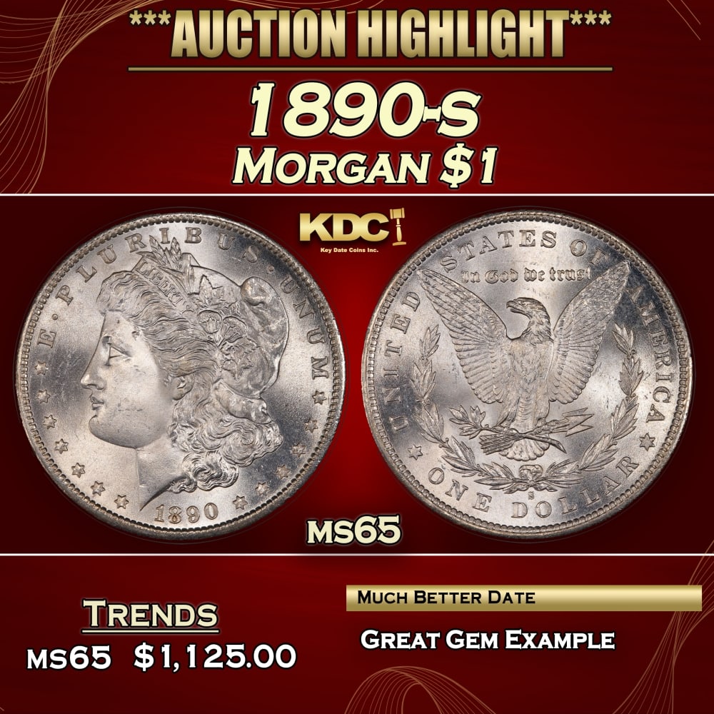 1890-s Morgan Dollar $1 Grades ms65 (1 of 3)