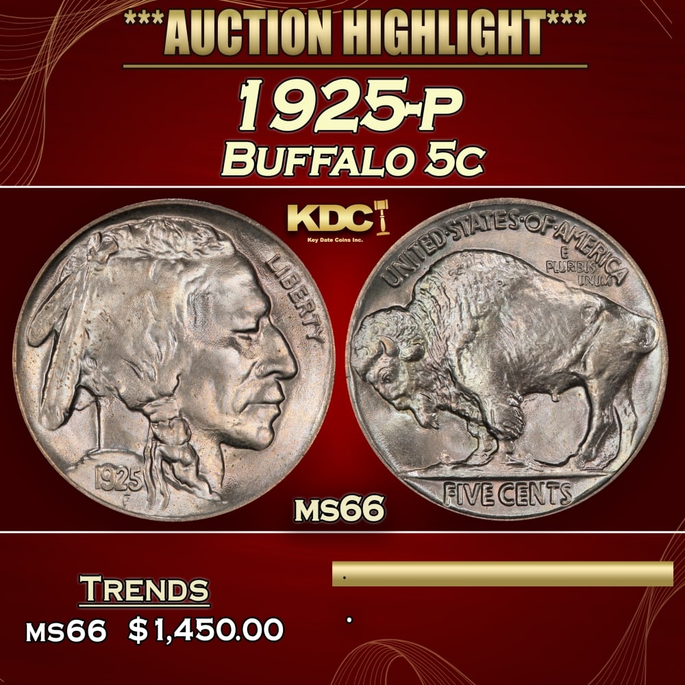 1925-p Buffalo Nickel 5c ms66 SEGS (1 of 3)