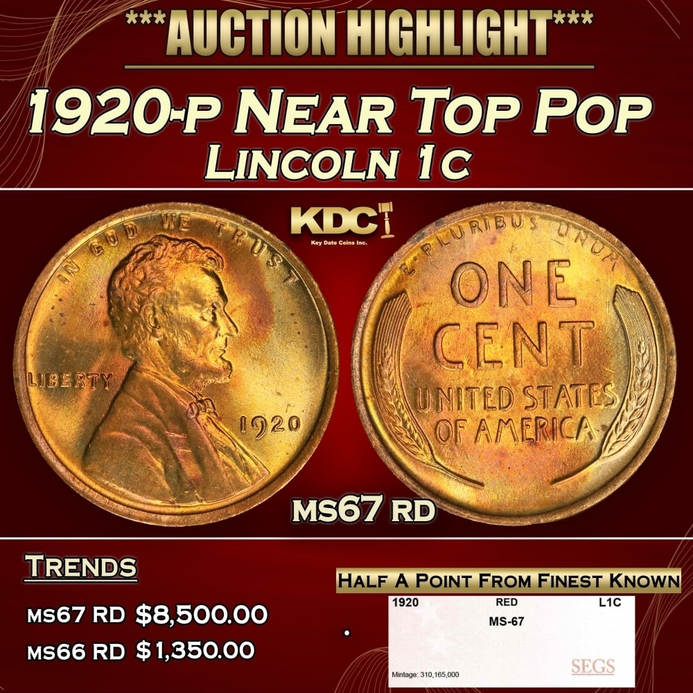 1867 Indian Cent TOP POP! 1c ms66+ rb SEGS (1 of 4)
