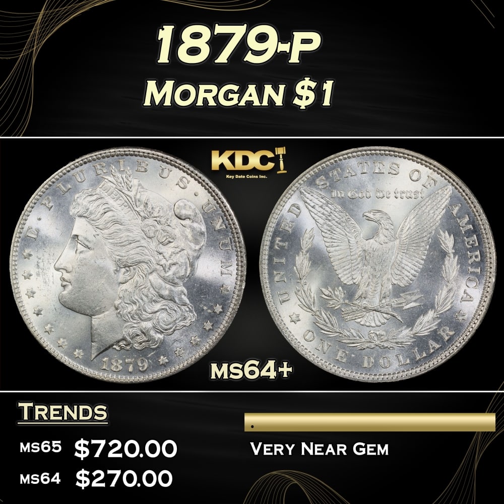 1879-p Morgan Dollar $1 Grades ms64+ (1 of 3)