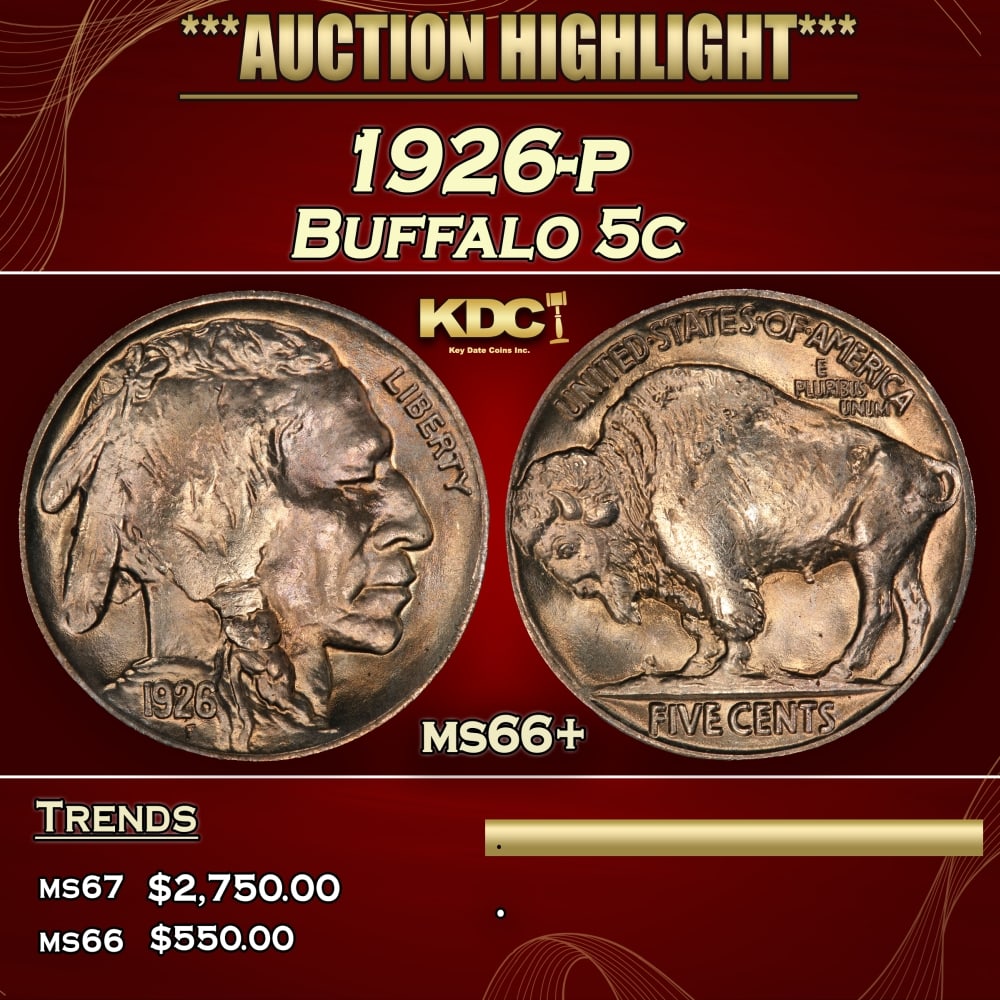 1926-p Buffalo Nickel 5c ms66+ SEGS (1 of 3)
