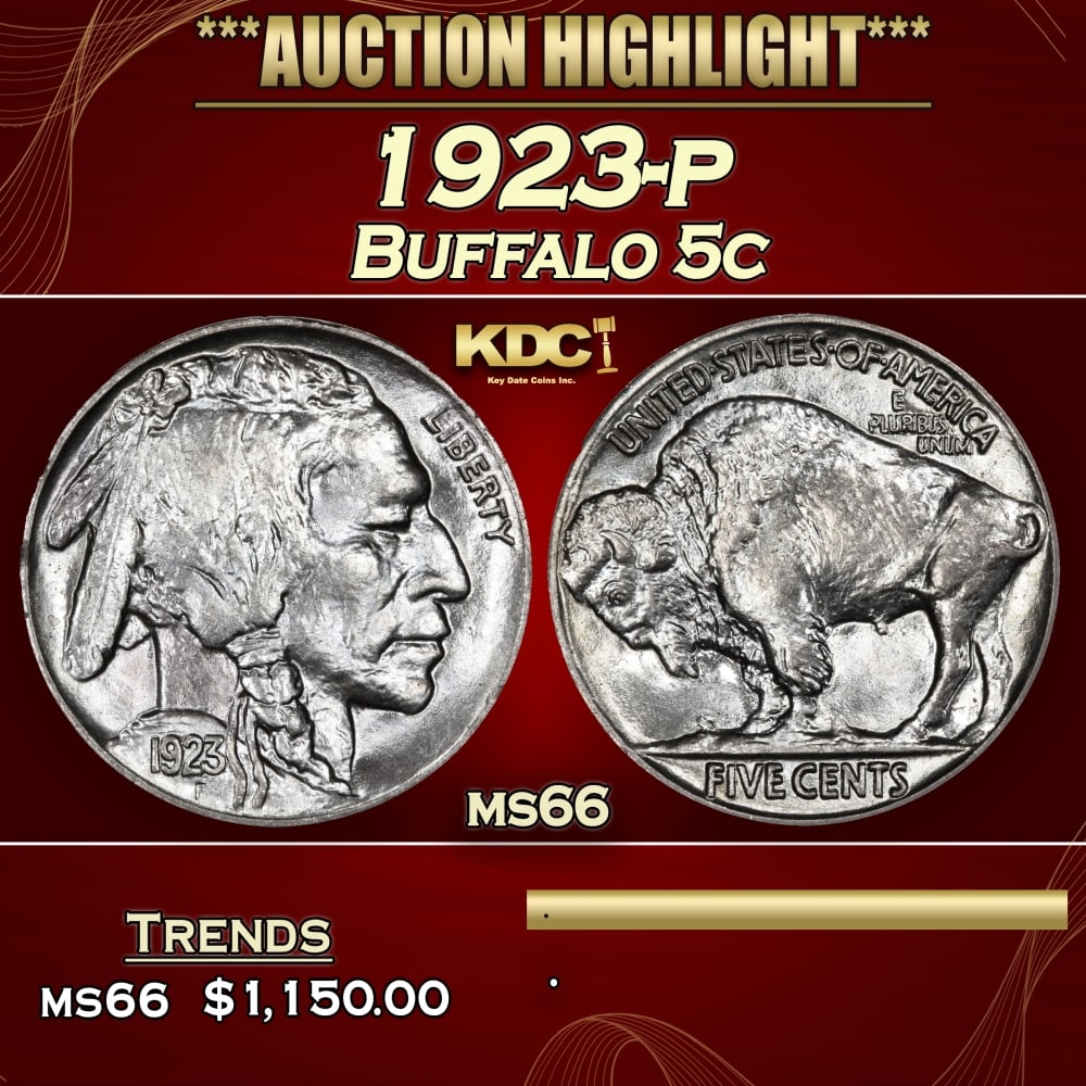 1923-p Buffalo Nickel 5c ms66 SEGS (1 of 4)