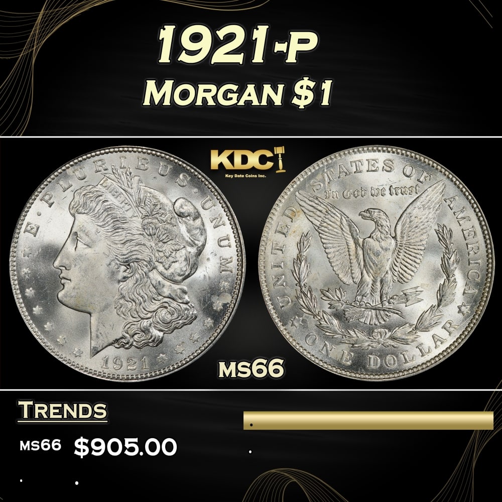 1921-p Morgan Dollar $1 Grades ms66 (1 of 3)