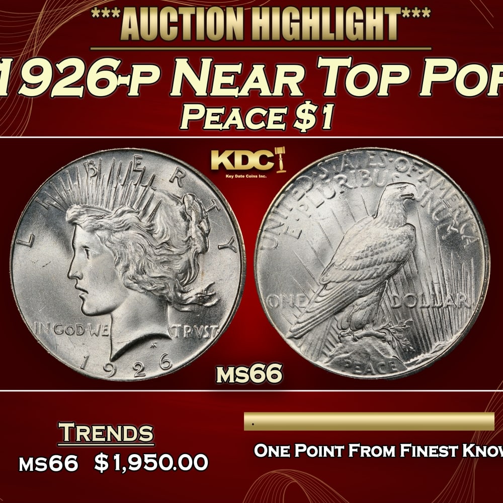 1926-p Peace Dollar Near Top Pop $1 ms66 SEGS (1 of 3)