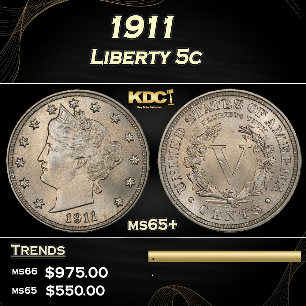 1911 Liberty Nickel 5c Grades ms65+ (1 of 3)