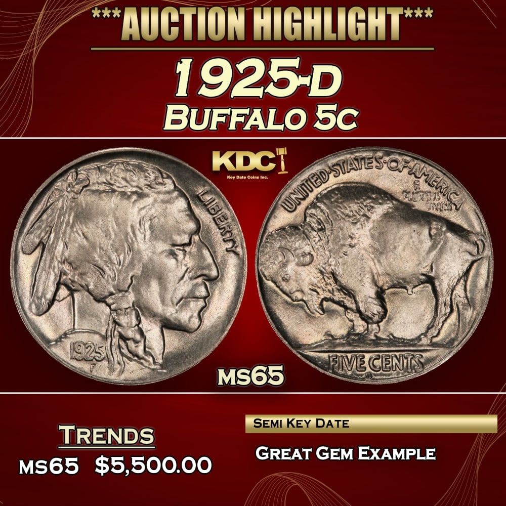 1925-d Buffalo Nickel 5c ms65 SEGS (1 of 3)