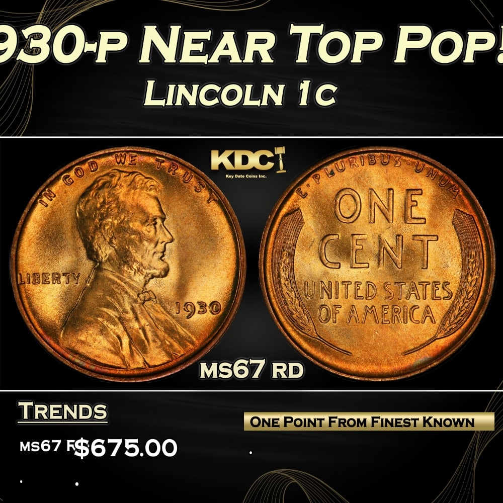 1930-p Lincoln Cent Near Top Pop! 1c ms67 rd SEGS (1 of 3)