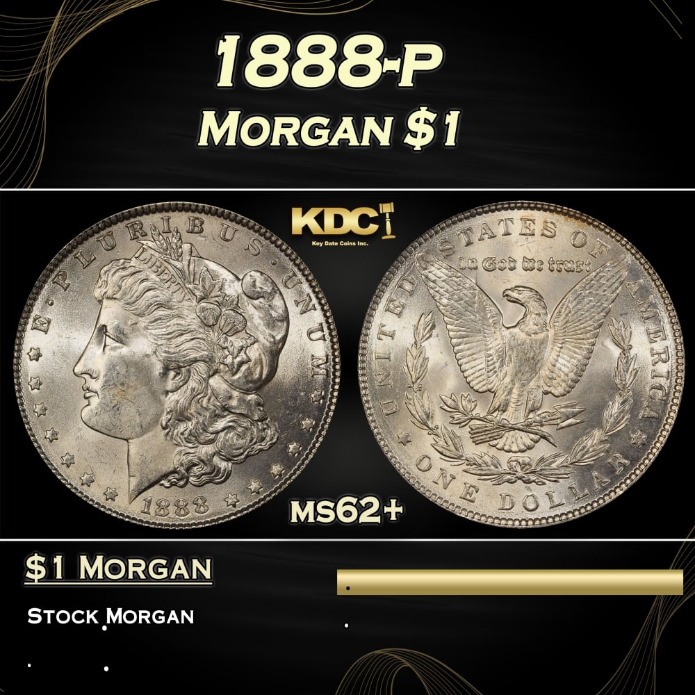 1888-p Morgan Dollar $1 Grades ms62+ (1 of 3)