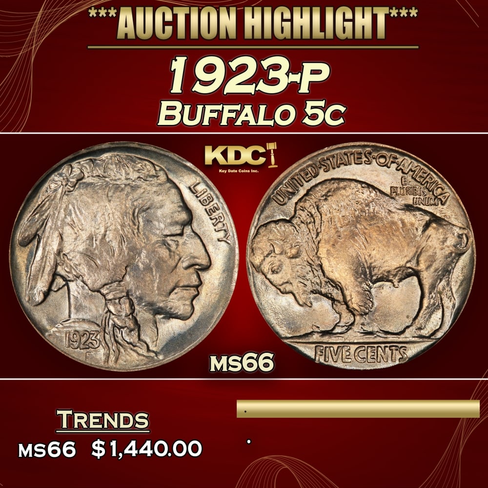 1923-p Buffalo Nickel 5c ms66 SEGS (1 of 4)