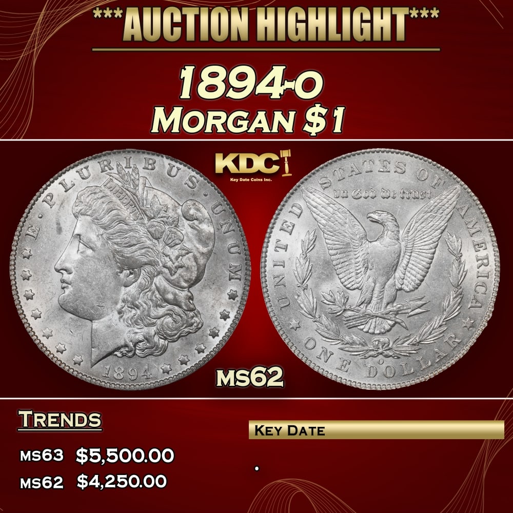 1894-o Morgan Dollar $1 ms62 USCG: 1894-o Morgan Dollar $1 ms62 USCG. 0