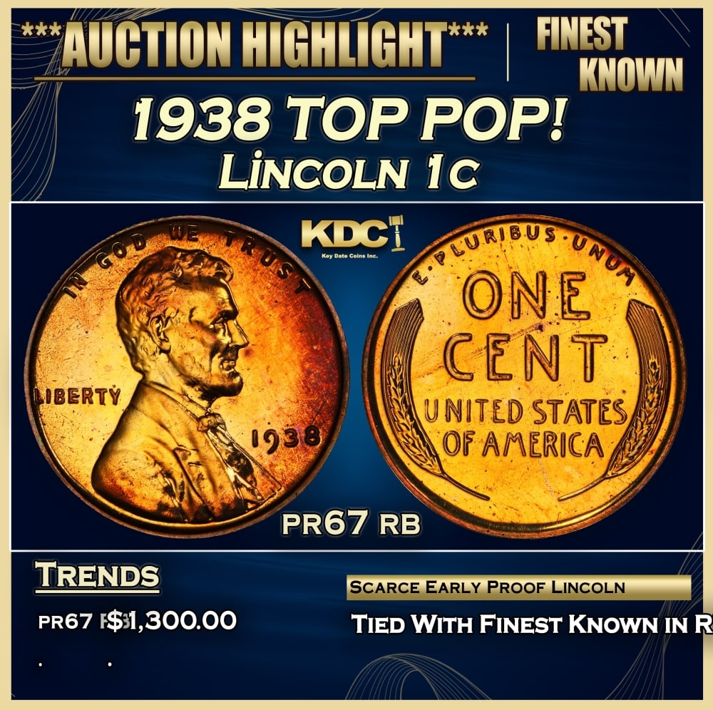 1938 Proof Lincoln Cent TOP POP! 1c pr67 rb SEGS (1 of 3)