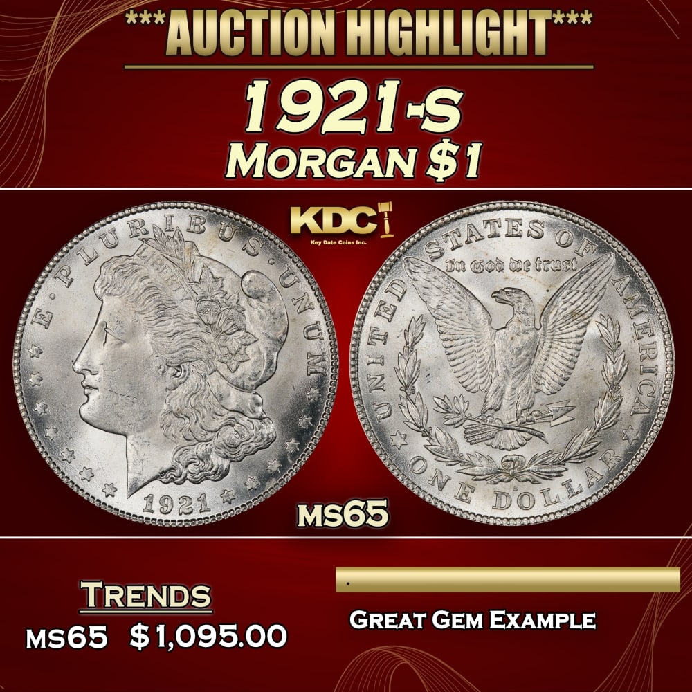 1921-s Morgan Dollar $1 Grades ms65 (1 of 3)