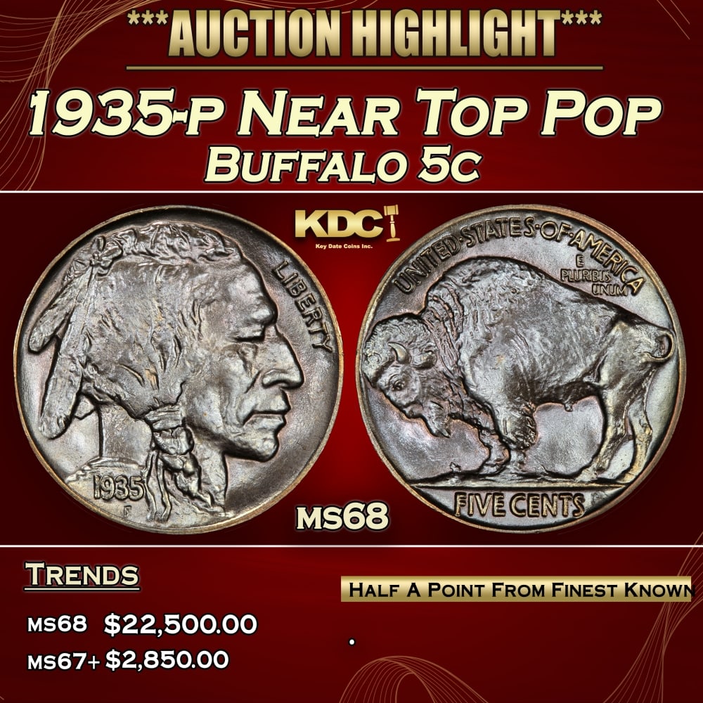 1935-p Buffalo Nickel Near Top Pop 5c ms68 SEGS (1 of 3)