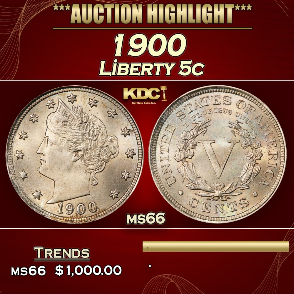 1900 Liberty Nickel 5c ms66 SEGS (1 of 3)