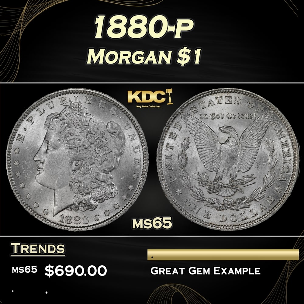 1880-p Morgan Dollar $1 Grades ms65 (1 of 3)