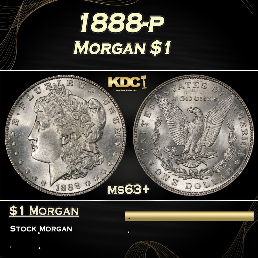 1888-p Morgan Dollar $1 Grades ms63+ (1 of 3)