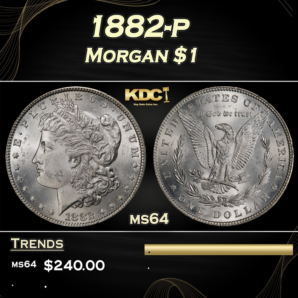 1882-p Morgan Dollar $1 Grades ms64 (1 of 3)