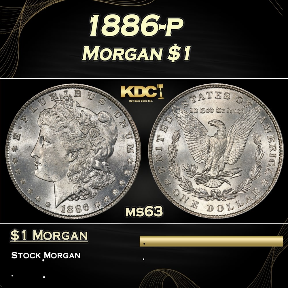 1886-p Morgan Dollar $1 Grades ms63 (1 of 3)