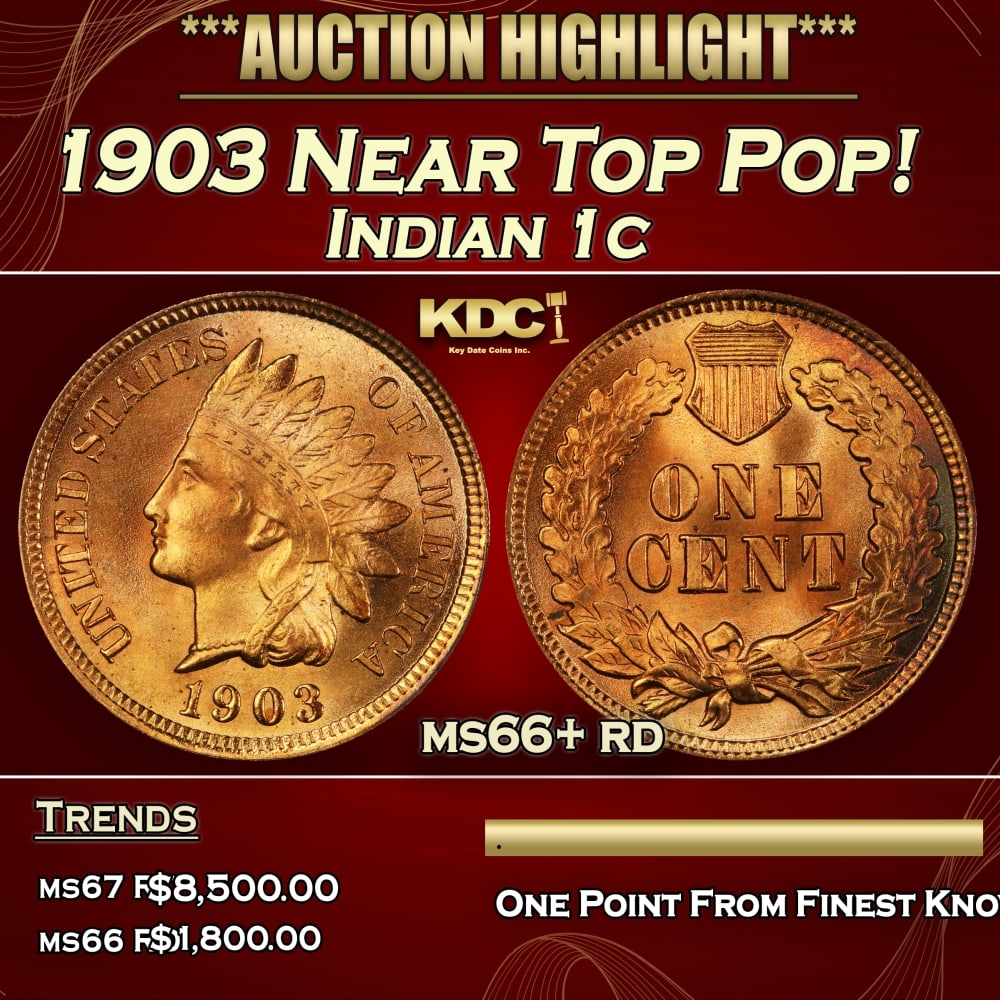 1903 Indian Cent Near Top Pop! 1c ms66+ rd SEGS (1 of 4)