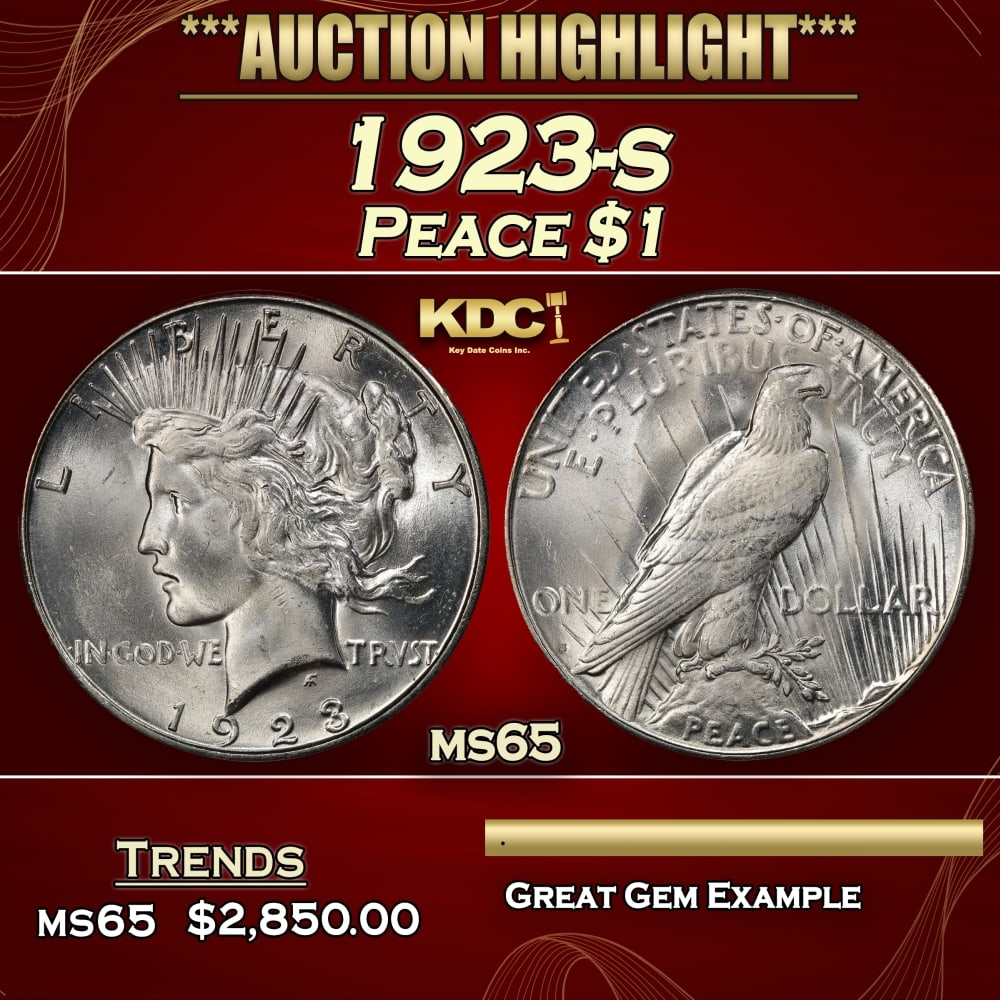 1923-s Peace Dollar $1 ms65 SEGS (1 of 3)
