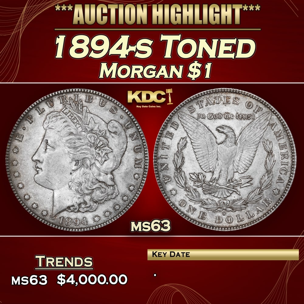 1894-s Morgan Dollar Toned $1 ms63 USCG (1 of 3)