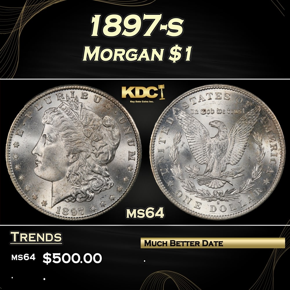 1897-s Morgan Dollar $1 Grades ms64 (1 of 3)