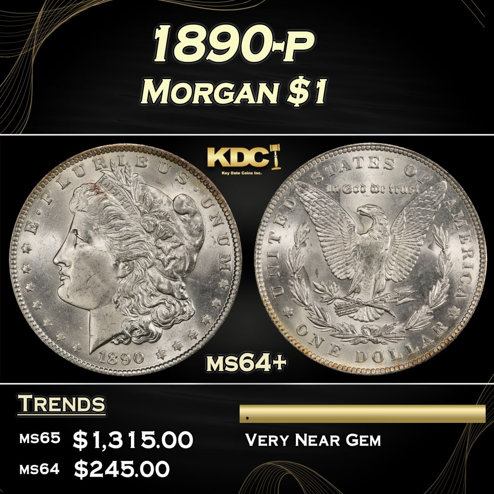 1890-p Morgan Dollar $1 Grades ms64+ (1 of 3)