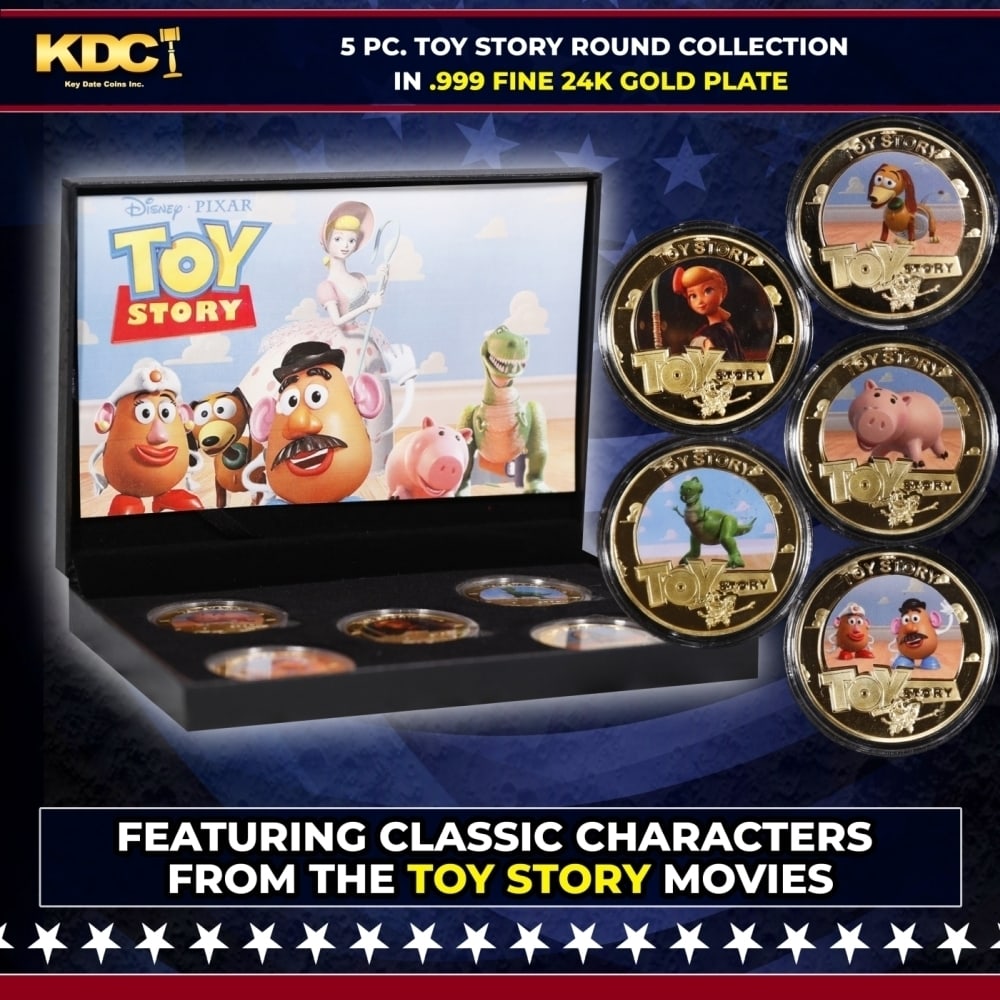 5 Coin Toy Story Gold Plated Round Collection In Custom Box W/ Special Backer card (1 of 8)
