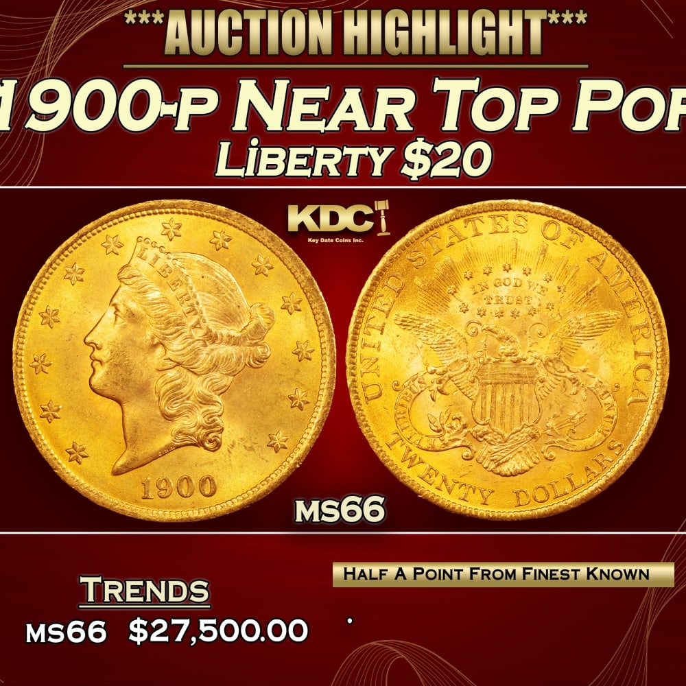 1900-p Gold Liberty Double Eagle Near Top Pop $20 ms66 SEGS (1 of 3)