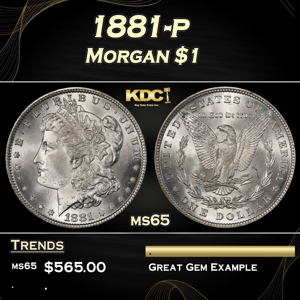 1881-p Morgan Dollar $1 Grades ms65 (1 of 3)