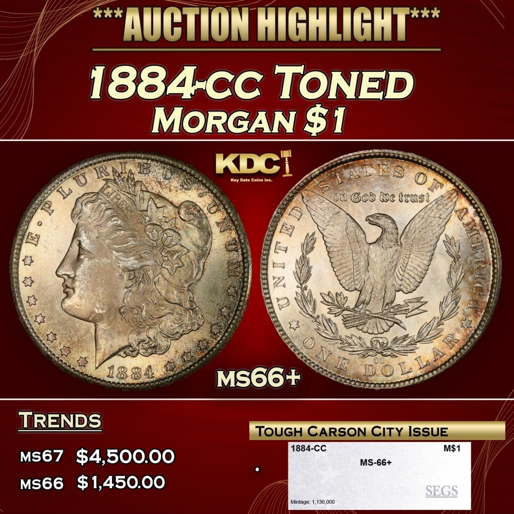 1884-cc Morgan Dollar Toned $1 ms66+ SEGS (1 of 4)