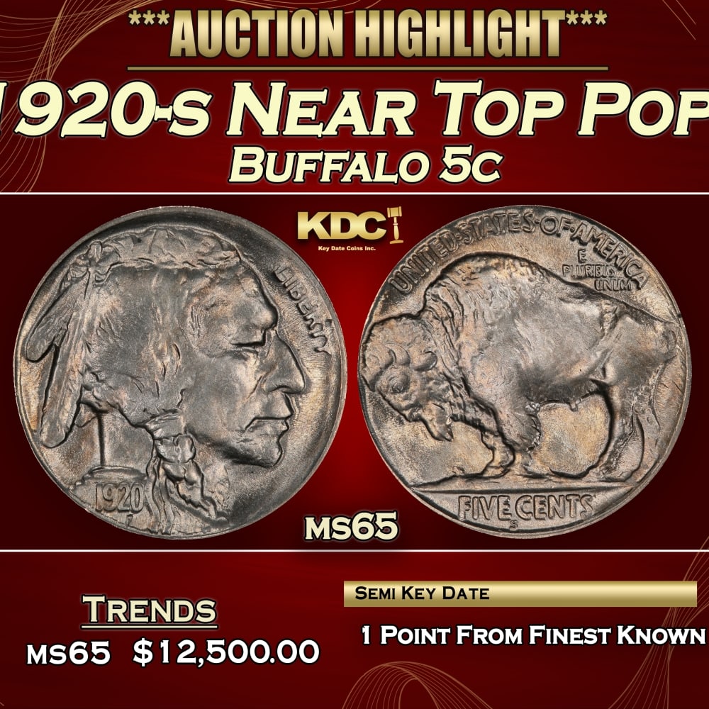 1920-s Buffalo Nickel Near Top Pop! 5c ms65 SEGS (1 of 3)