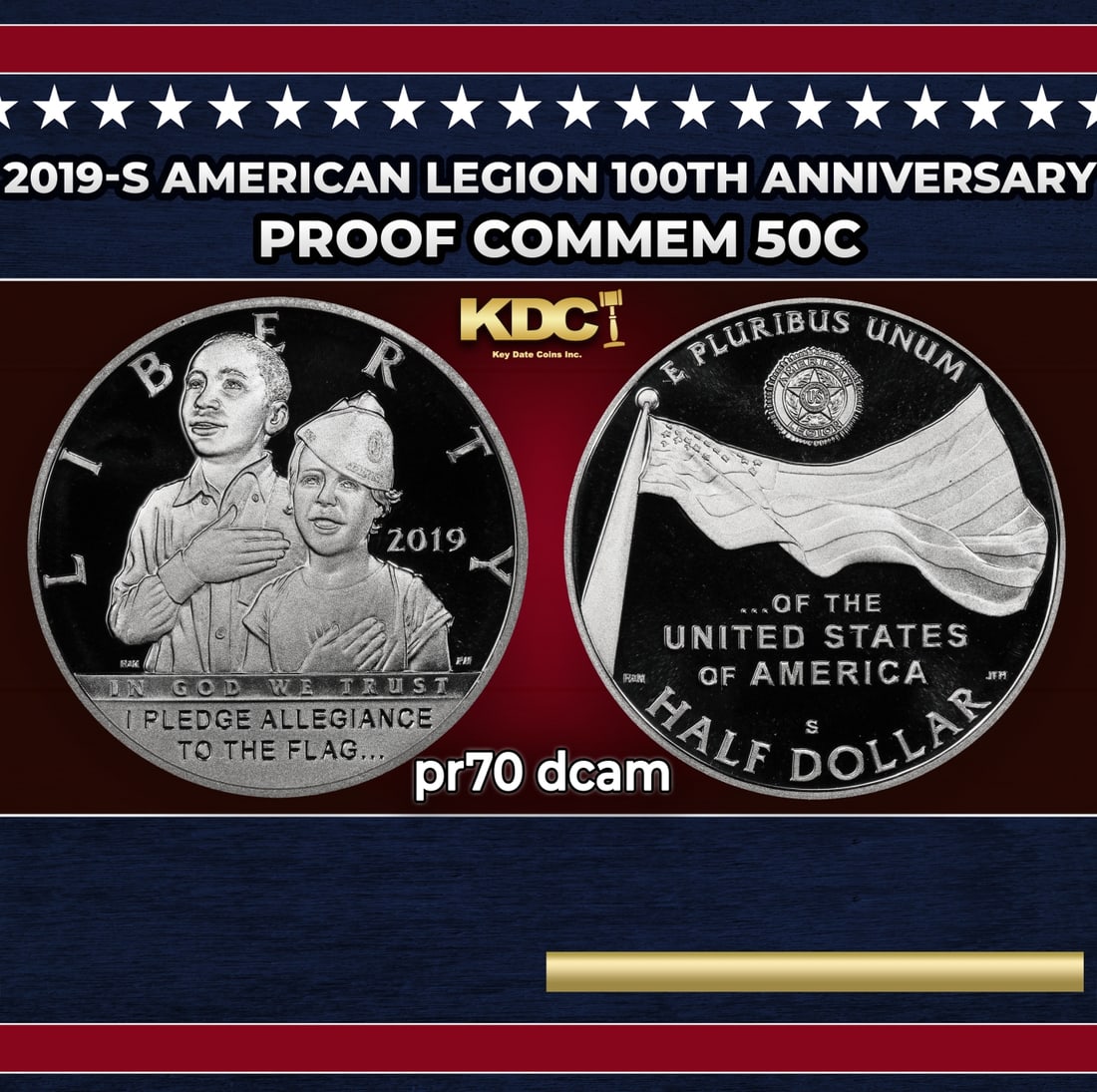 2019-s American Legion Proof Modern Commem Half Dollar 100th Anniversary 50c pr70 dcam SEGS: 2019-s American Legion 100th Anniversary Modern Commem Half Dollar 50c pr70 dcam SEGS. Historic precious metal trends is causing increased spot pricing by the day. On auctions with set openings, we ar