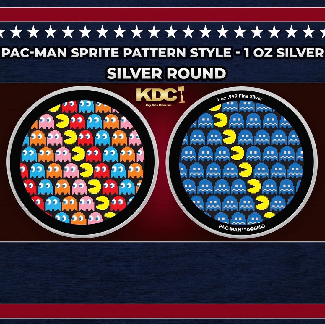 PAC-MAN Sprite Pattern style - 1 oz Silver Round Round (1 of 3)