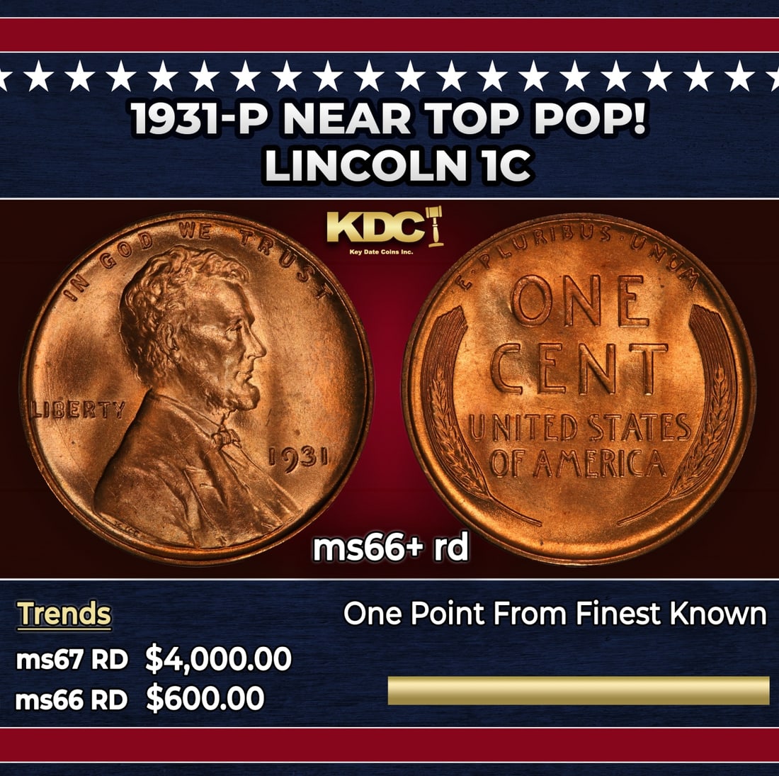 1931-p Lincoln Cent Near Top Pop! 1c ms66+ rd SEGS: 1931-p Near Top Pop! Lincoln Cent 1c ms66+ rd SEGS. Historic precious metal trends is causing increased spot pricing by the day. On auctions with set openings, we are doing our best to have items pric