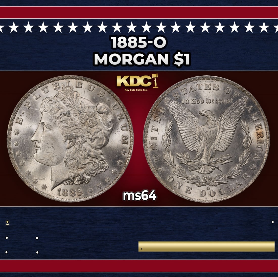 1885-o Morgan Dollar $1 Grades ms64: 1885-o Morgan Dollar $1 Grades ms64. Historic precious metal trends is causing increased spot pricing by the day. On auctions with set openings, we are doing our best to have items priced at their mar