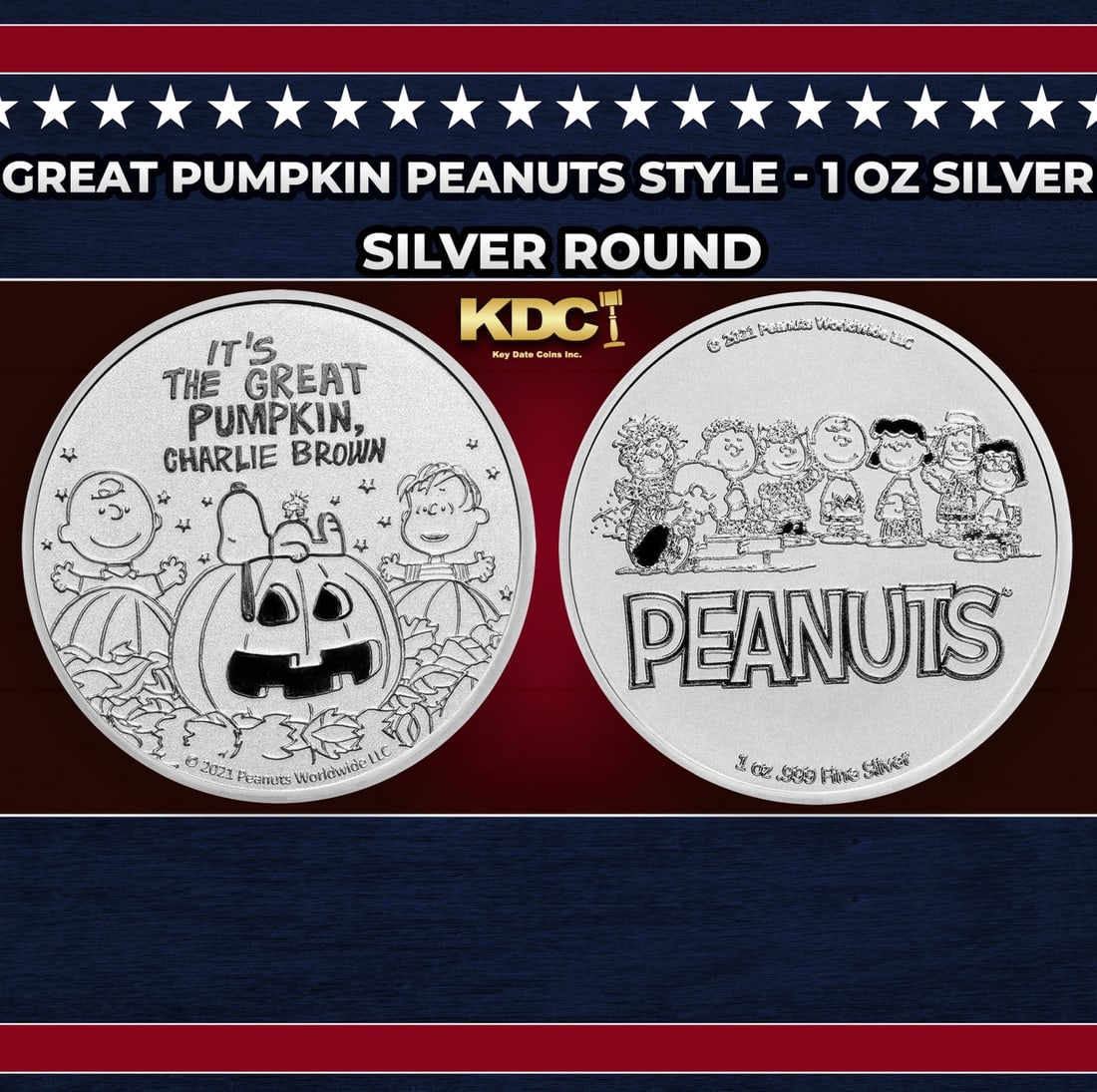 Great Pumpkin Peanuts Style - 1 oz Silver Round Round (1 of 3)