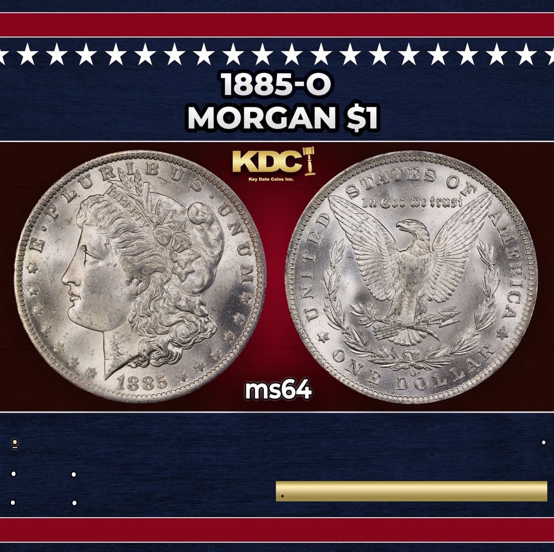 1885-o Morgan Dollar $1 Grades ms64: 1885-o Morgan Dollar $1 Grades ms64. Historic precious metal trends is causing increased spot pricing by the day. On auctions with set openings, we are doing our best to have items priced at their mar