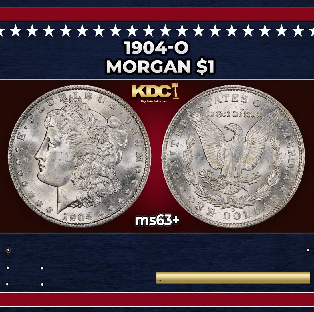 1904-o Morgan Dollar $1 Grades ms63+: 1904-o Morgan Dollar $1 Grades ms63+. Historic precious metal trends is causing increased spot pricing by the day. On auctions with set openings, we are doing our best to have items priced at their ma